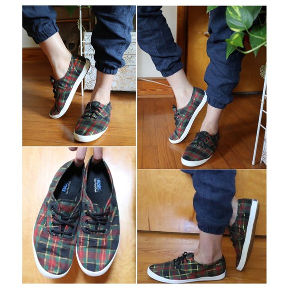 KEDS Vintage Christmas Plaid Sneakers Retro 90s Holiday - Size 8 - Picture 9 of 16